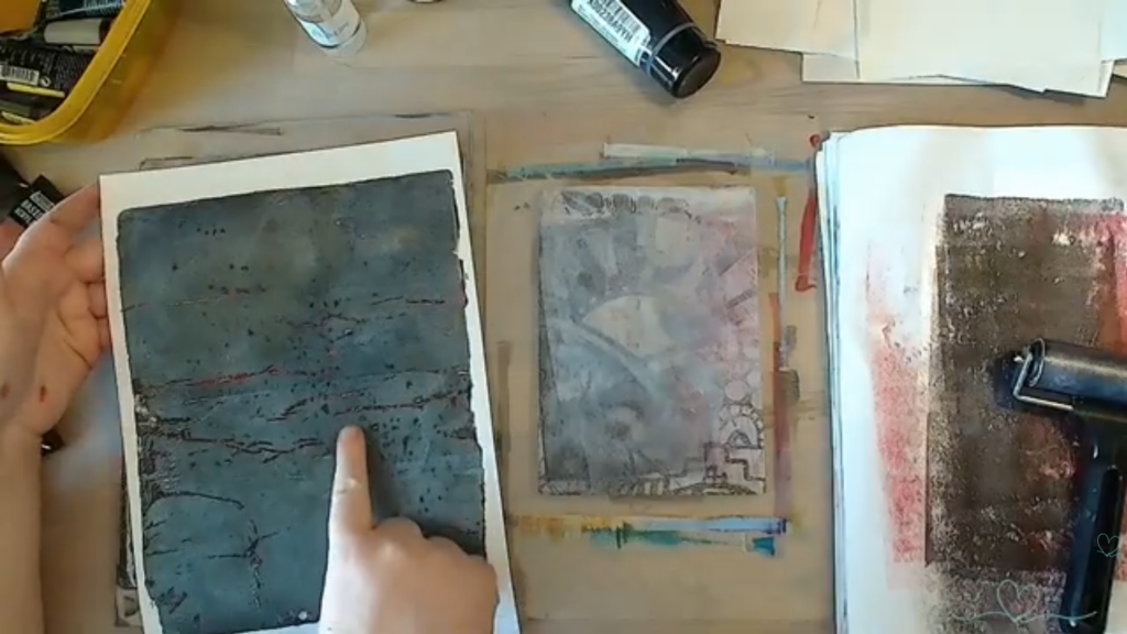 Intuitives Kreieren mit der Geli Plate erzeugt organische Formen und Linien.